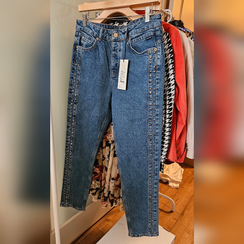 Women's Blue Studded Jeans